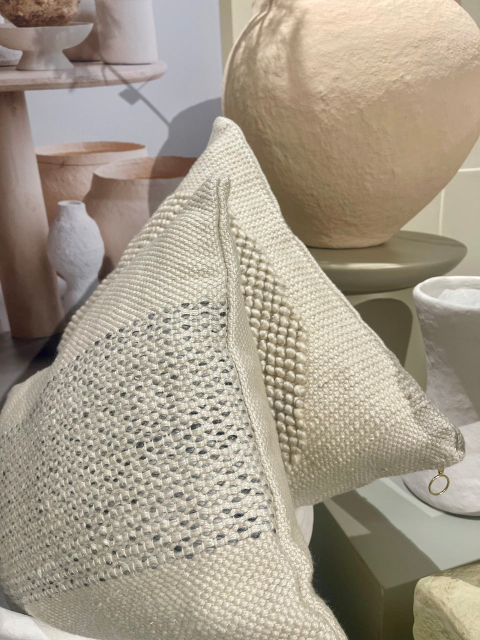 Cushion Inside Out stripes recycled wool Ivory 40x60cm