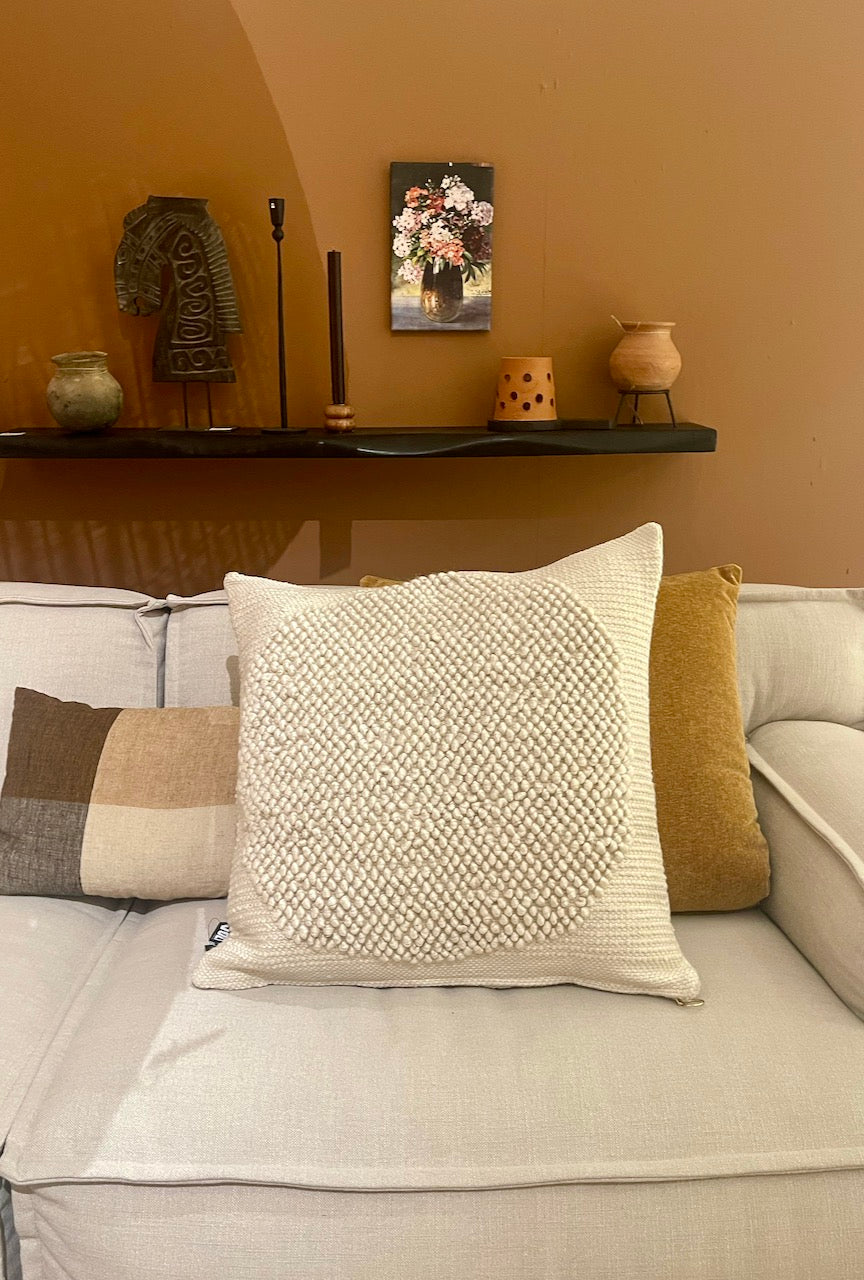 Cushion Millstone recycled wool Ivory 60x60cm