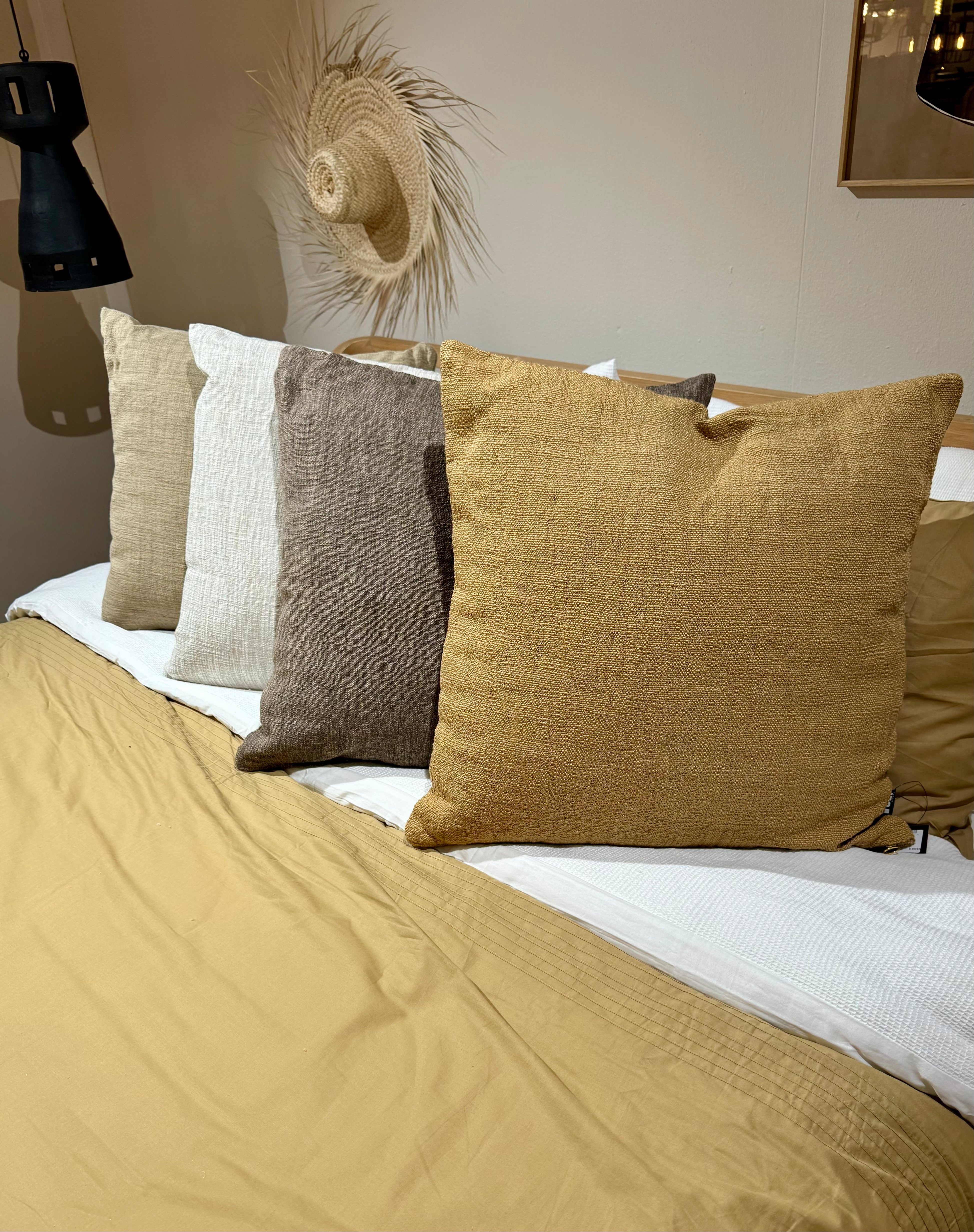 Cushion Plain Recycled heavy poly slub Biscuit 60x60cm