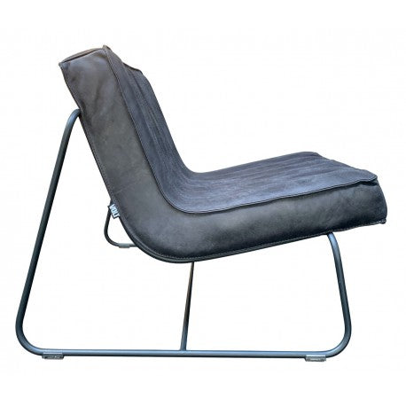 Chair Abel thick leather stitched Graphite