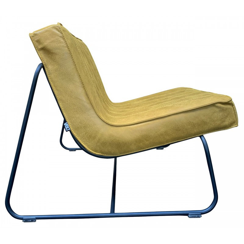 Chair Abel thick leather stitched Mustard