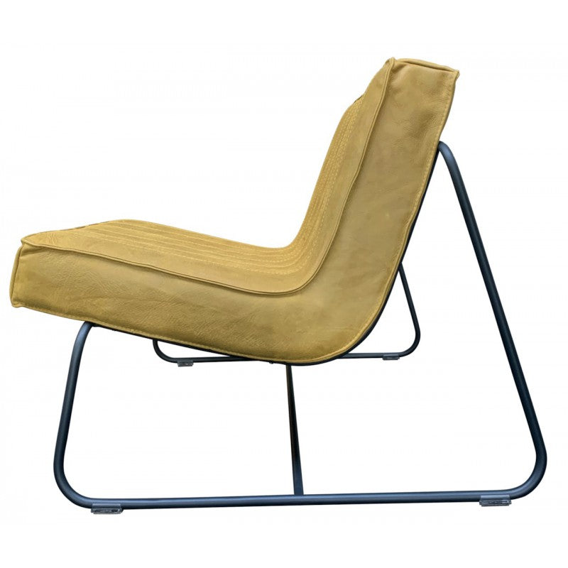 Chair Abel thick leather stitched Mustard