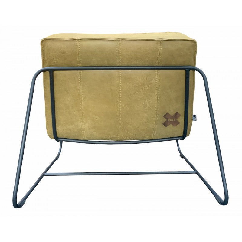 Chair Abel thick leather stitched Mustard