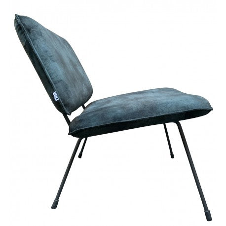 Chair Mick vintage velvet black/blue