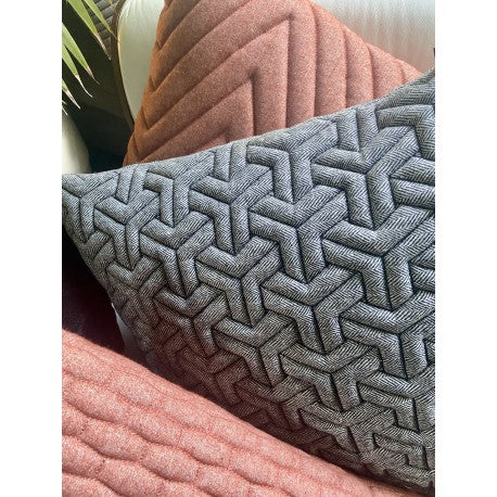 Cushion 3D Geometric Herring bone Black/White 60x60cm