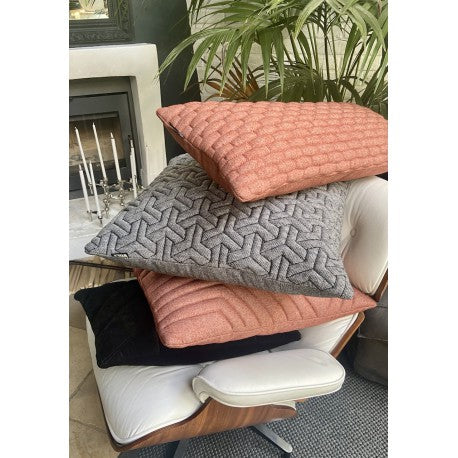 Cushion 3D Geometric Herring bone Black/White 60x60cm