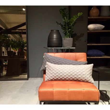 Cushion 3D Small bricks 30x70cm Black wool herringbone