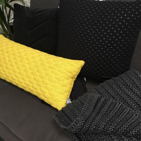 Cushion knitted black foil studs on black 45x45cm