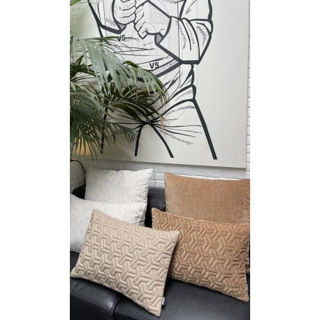 Cushion Plain Fancy poly slub Beige 60x60cm