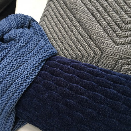 Knitted plaid Fatty denim blue stonewash