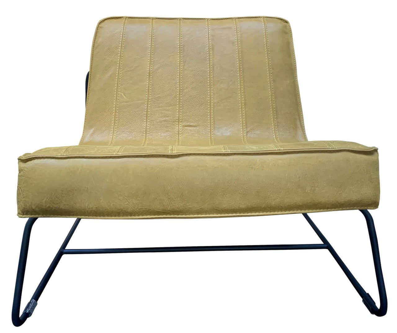 Chair Abel thick leather stitched Mustard