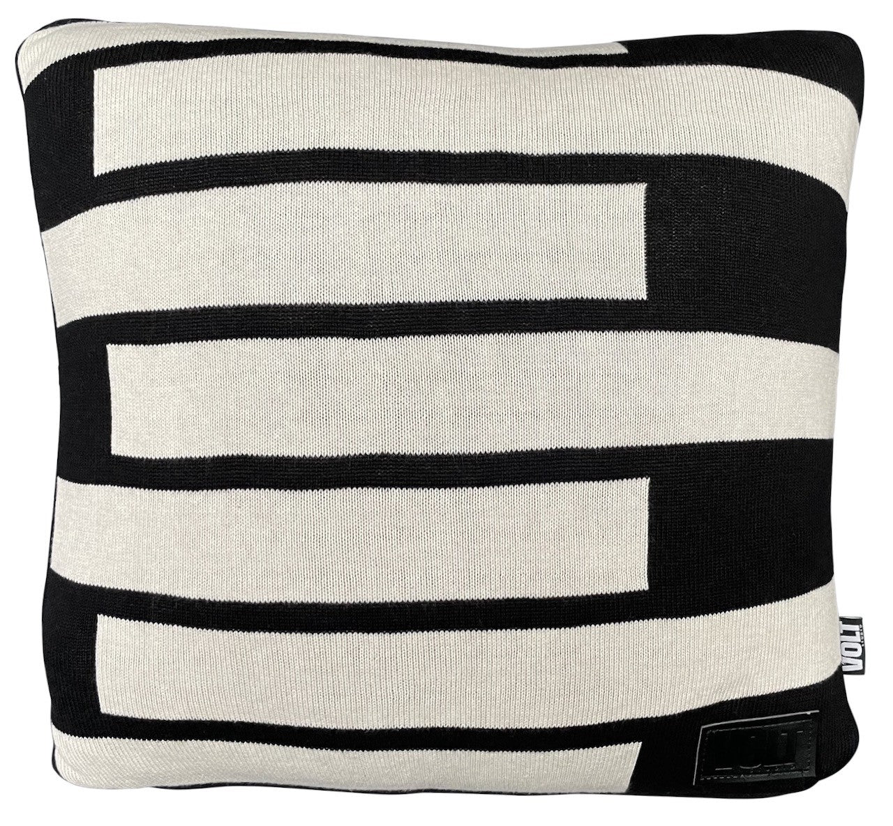 Cushion knitted 7 black stripes on Ivory deluxe