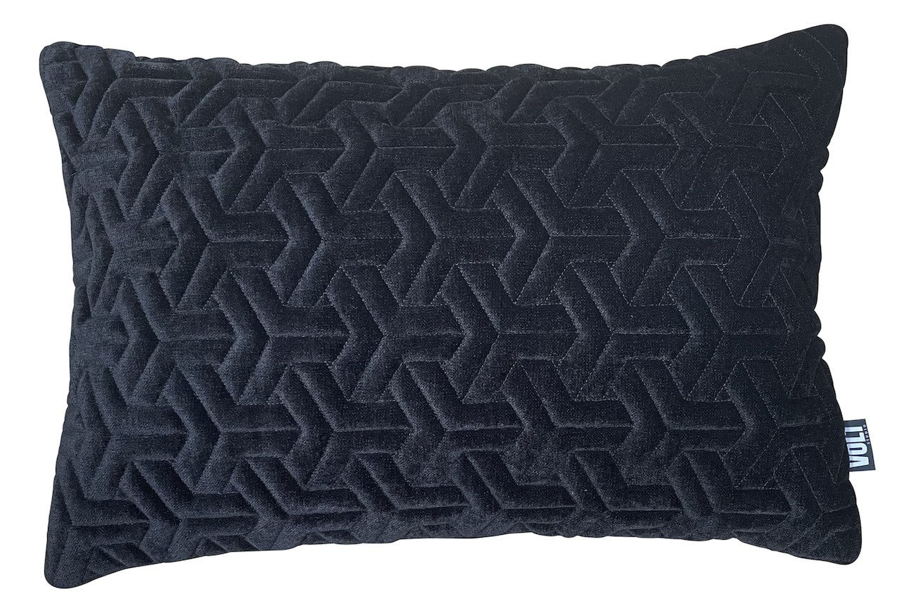 Cushion 3D Geometric Velvet Black 40x60cm