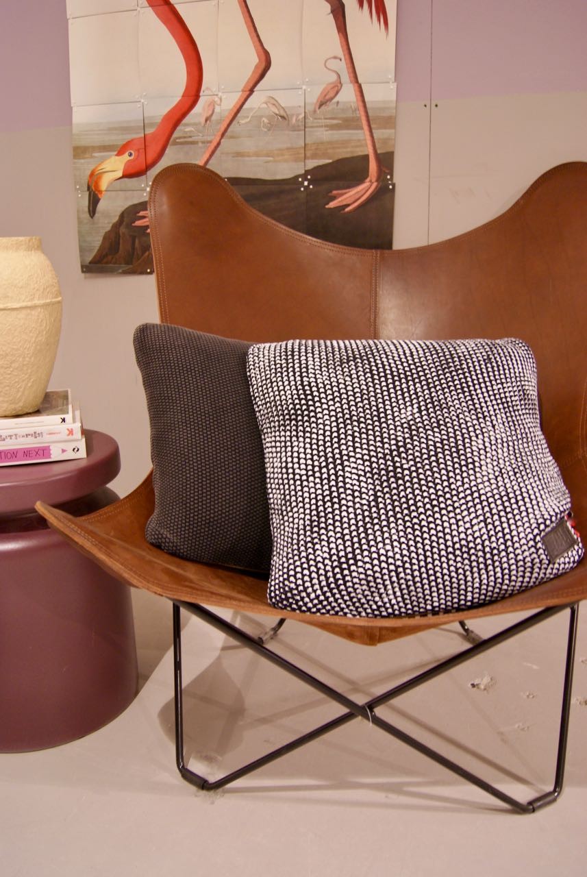 Cushion foil knitted 45x45cm B/W