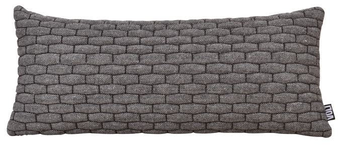 Cushion 3D Small bricks 30x70cm Black wool herringbone