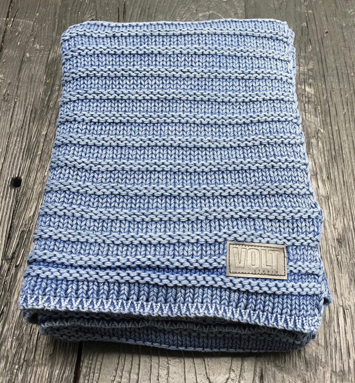 Knitted plaid Fatty denim blue stonewash