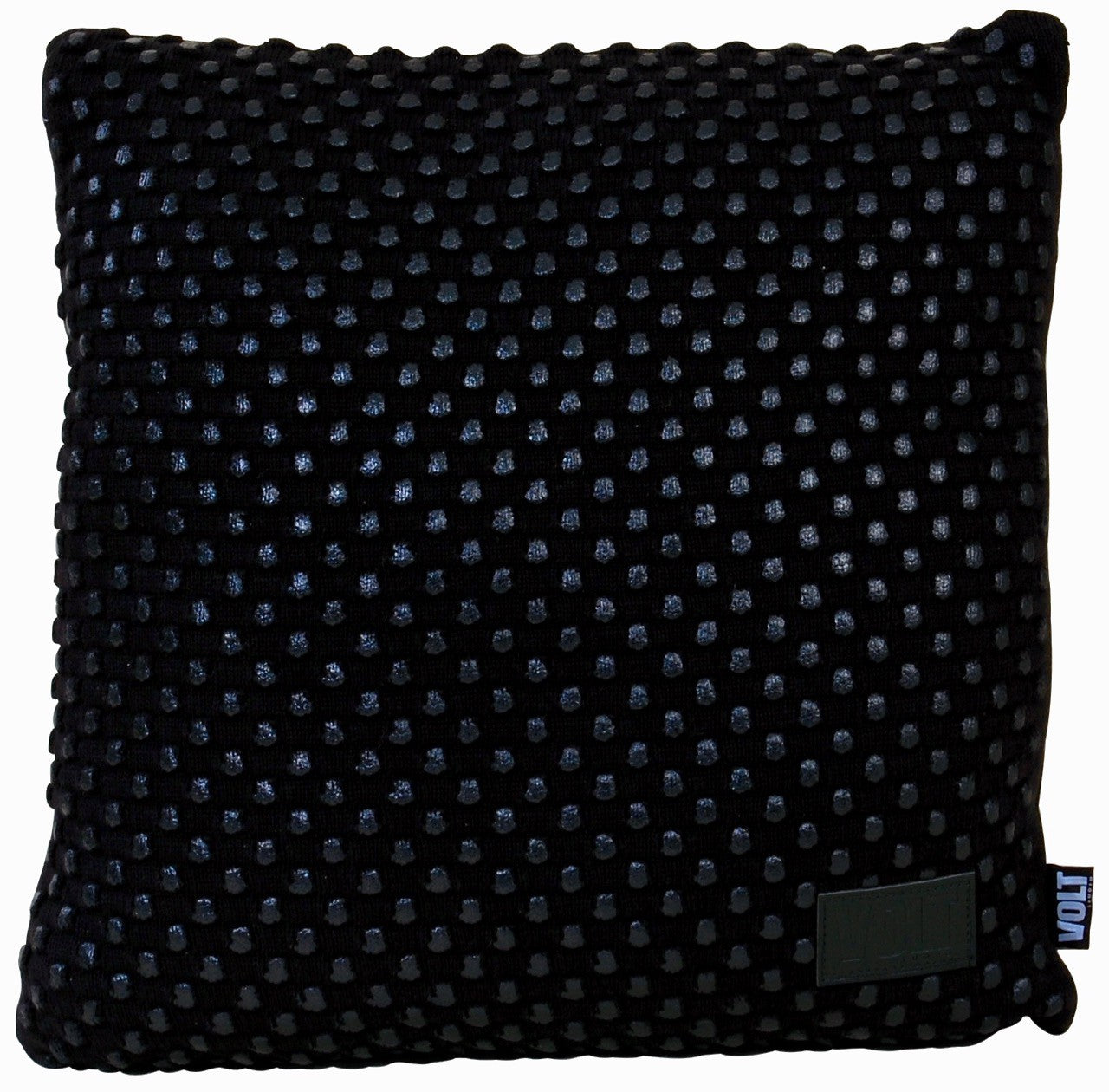Cushion knitted black foil studs on black 45x45cm