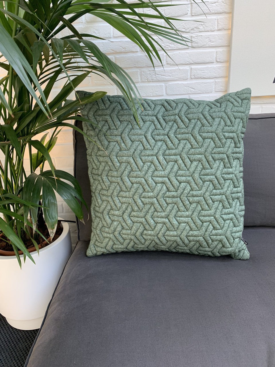 Cushion 3D Geometric new felt green 60x60cm