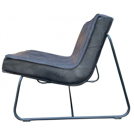 Chair Abel thick leather stitched Graphite
