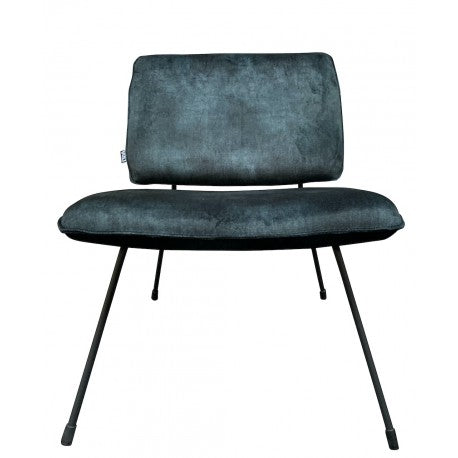 Chair Mick vintage velvet black/blue