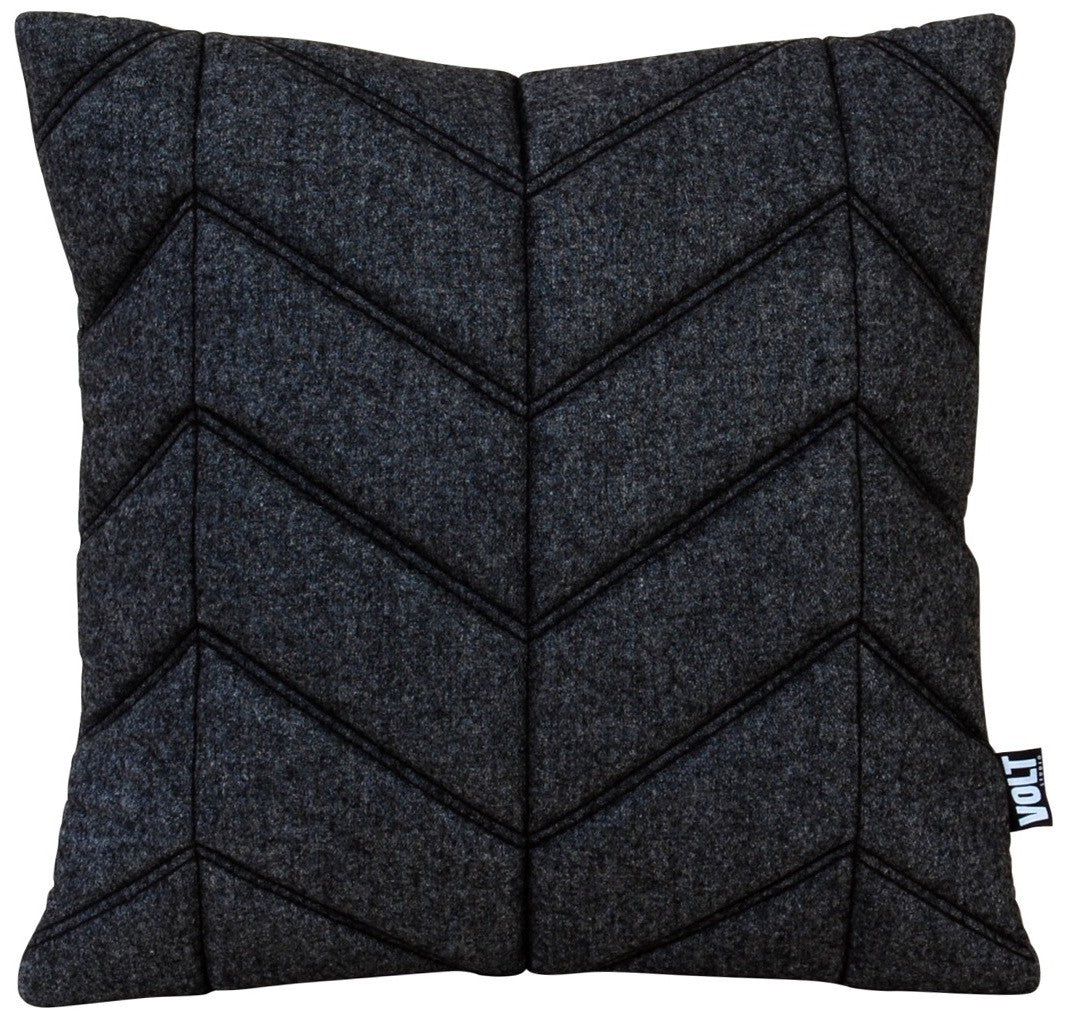 Cushion 3D fishbone black/dark grey melange felt